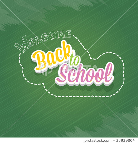 welcome Back to school text on green chalkboard - Stock Illustration ...