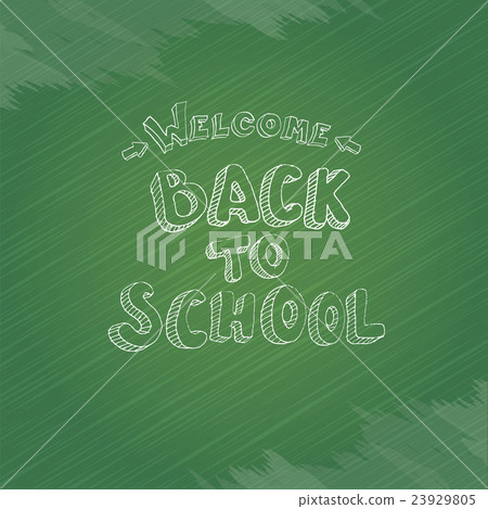 welcome Back to school text on green chalkboard - Stock Illustration ...
