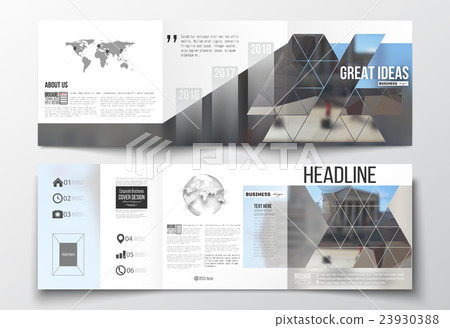 Set of tri-fold brochures, square design templates Set of tri-fold brochures, square design templates 23930388