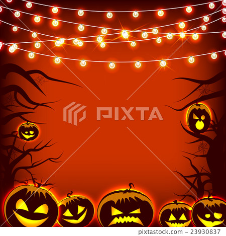 Greeting card pumpkin and dark trees Halloween Greeting card pumpkin and dark trees Halloween 23930837