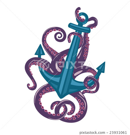 Violet cartoon octopus with curvy arms and suction Violet cartoon octopus with curvy arms and suction 23931061