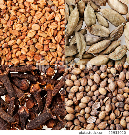 Collage of seeds and cloves. Collage of seeds and cloves. 23933020