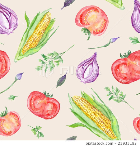 Watercolor Fresh Vegetable Pattern 23933182