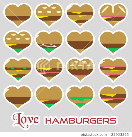 colorful hearts hamburgers styles simple stickers 23933225