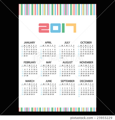 17 Simple Business Wall Calendar Color Bar Code Stock Illustration