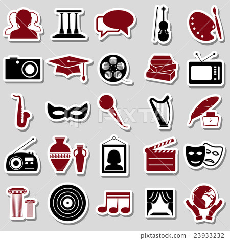 culture and art theme simple stickers icons set  23933232