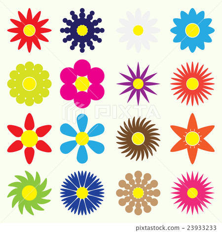 colorful simple retro small flowers set of symbol colorful simple retro small flowers set of symbol 23933233