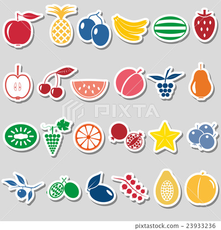fruit theme color simple stickers icons set eps10 23933236