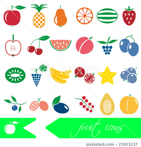 color fruit theme simple icons set eps10 23933237