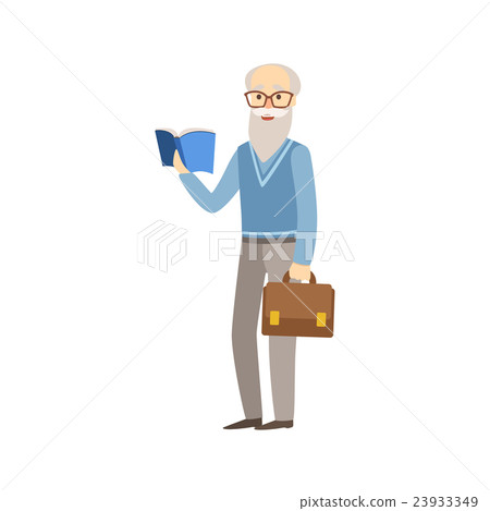 Old Professor With Book And Suitcase Old Professor With Book And Suitcase 23933349