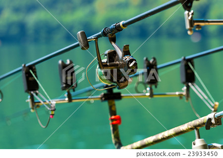 Carp Fishing Rods with Reel on Support System 23933450