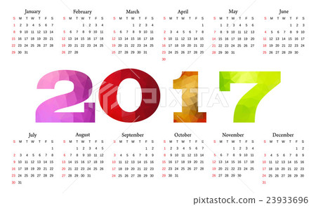 Calendar 2017. Week starts from Sunday. Calendar 2017. Week starts from Sunday. 23933696