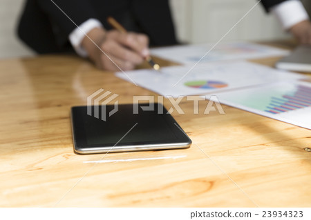 businessman working with document, tablet, lap businessman working with document, tablet, lap 23934323