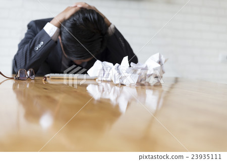 businessman with hand on head - upset, frustrate businessman with hand on head - upset, frustrate 23935111