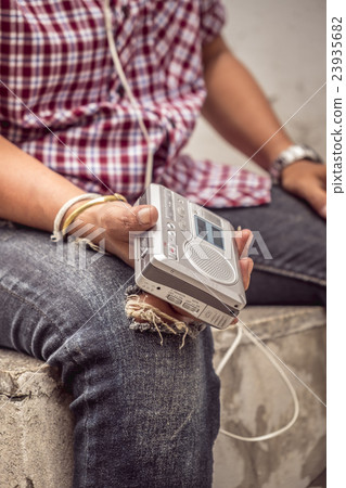 retro media tape cassette player listening to musi retro media tape cassette player listening to musi 23935682