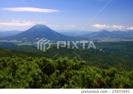 Mt. Yotei and Niseko mountain seen from Midsummer in the summer 23935691