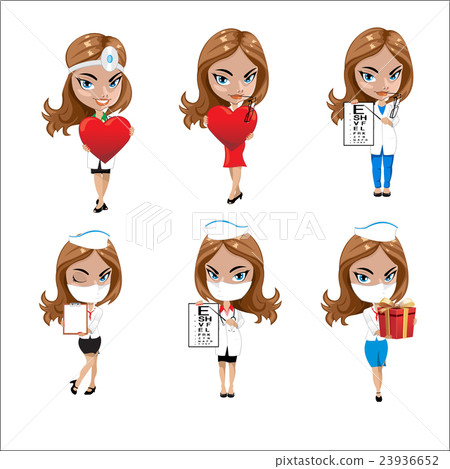 Doctors set of girls in various poses, woman Doctors set of girls in various poses, woman 23936652