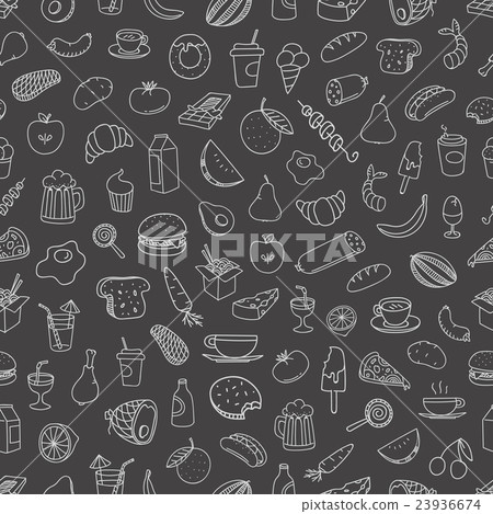 Different food doodles seamless background 23936674
