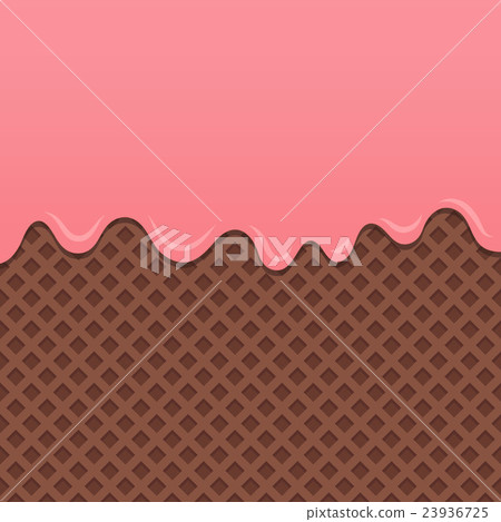 Flowing strawberry cream melt on chocolate wafer Flowing strawberry cream melt on chocolate wafer 23936725