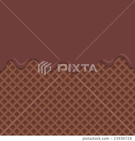 Flowing chocolate melt on chocolate wafer 23936728