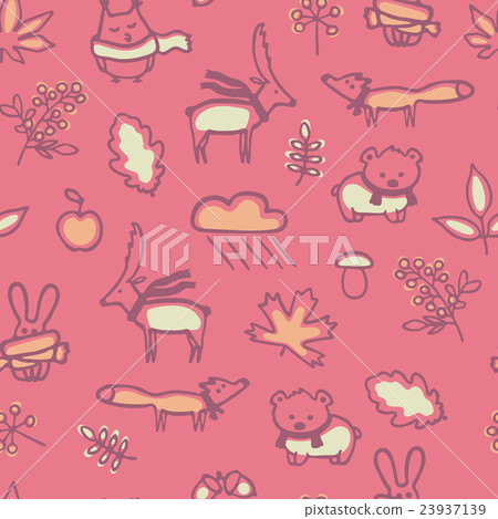 Seamless pattern with doodle autumn illustrations Seamless pattern with doodle autumn illustrations 23937139
