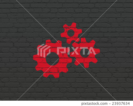 Information concept: Gears on wall background Information concept: Gears on wall background 23937634