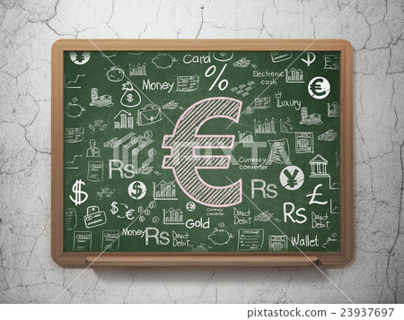 Currency concept: Euro on School board background 23937697