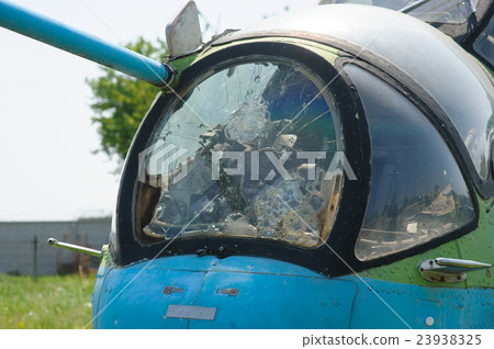 broken windshield from the old helicopter 23938325