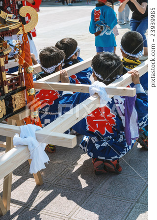 Landscape of summer festival Mikoshi and children 23939985
