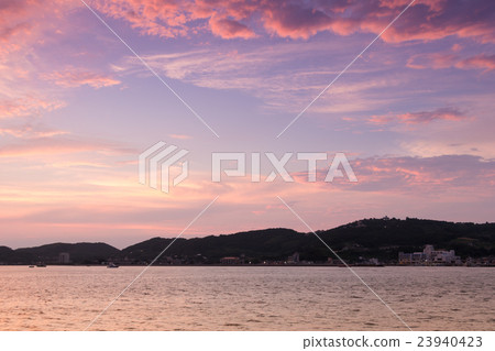 Evening scenery of the harbor of Ushidoge-cho, Setouchi-shi, Okayama-ken 23940423