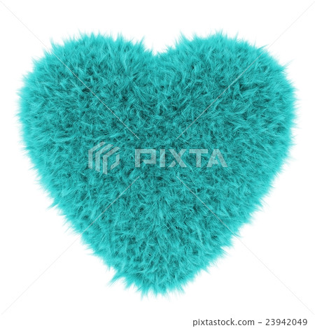 Turquoise furry heart 3D render Turquoise furry heart 3D render 23942049