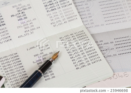 Saving account from bank with pen for financial 23946698