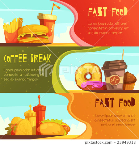 Fast Food 2 Retro Banners Set 23949318