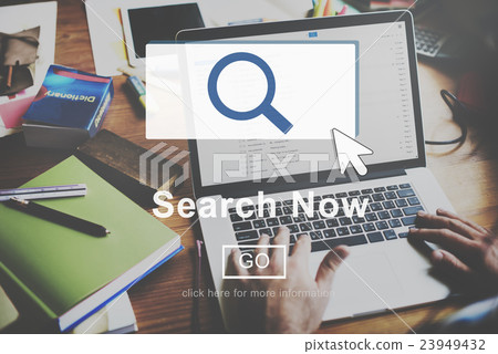 Search Now Searching Magnifying Seeking Concept 23949432
