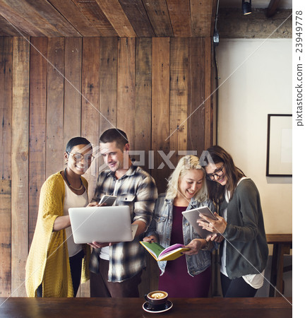 Coffee Shop Cafe Connection Friendship Technology Concept 23949778