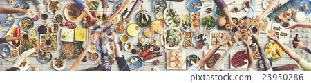 Friends Happiness Enjoying Dinning Eating Concept Friends Happiness Enjoying Dinning Eating Concept 23950286