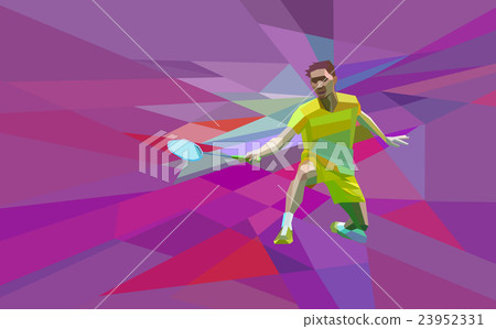 Polygonal badminton player on colorful low poly 23952331