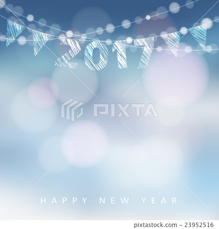 Happy new year greeting card with 2017, flags. Happy new year greeting card with 2017, flags. 23952516