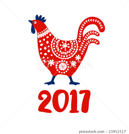 Chinese year of red rooster, symbol of 2017.  23952517