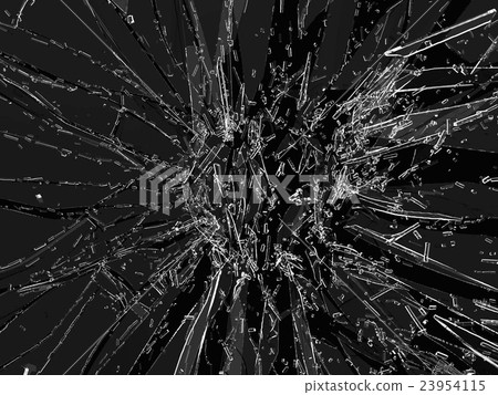 Pieces of broken or Shattered transparent glass Pieces of broken or Shattered transparent glass 23954115