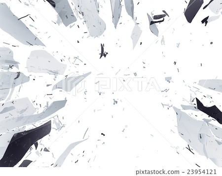 Pieces of destructed Shattered glass on white Pieces of destructed Shattered glass on white 23954121
