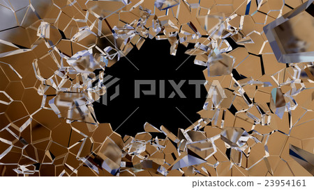 Shattered glass sharp Pieces and hole Shattered glass sharp Pieces and hole 23954161