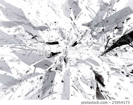 Splitted or broken glass pieces on white Splitted or broken glass pieces on white 23954173