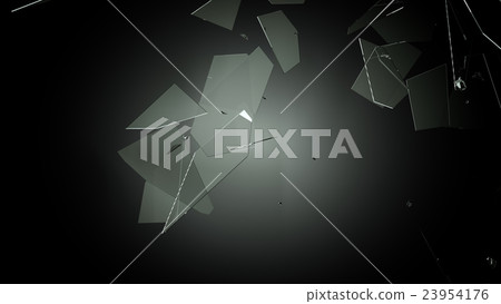 Splitted or Shattered glass on black Splitted or Shattered glass on black 23954176