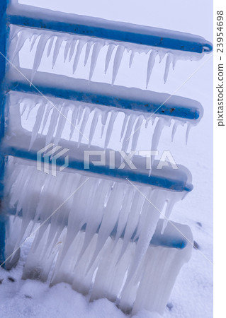 Cold winter day with many ice on the harbor 23954698