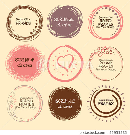 Set of hand drawn scribble circles and decorative - Stock Illustration ...