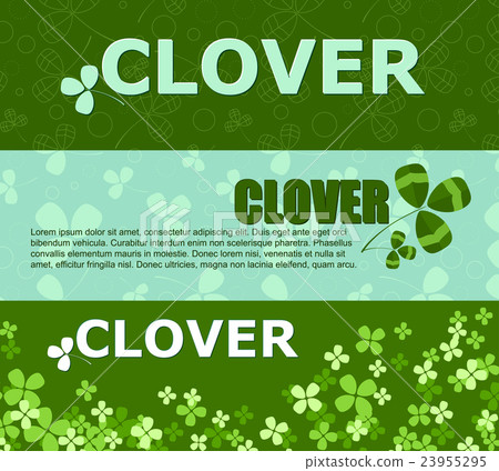 Set of horizontal banners with green clover and pl 23955295