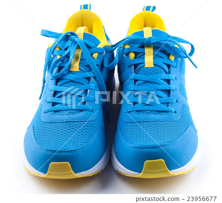 Pair of blue sport shoes on white background Pair of blue sport shoes on white background 23956677