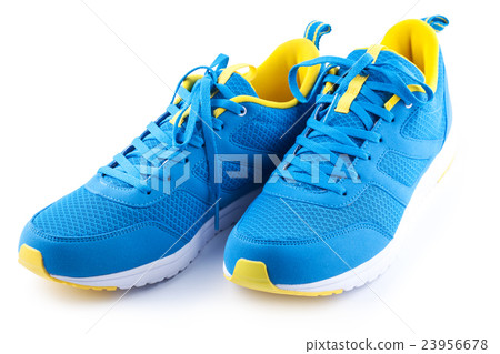 Pair of blue sport shoes on white background Pair of blue sport shoes on white background 23956678