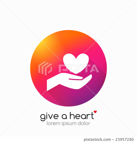 Hands holding heart symbol, abstract gradient Hands holding heart symbol, abstract gradient 23957280